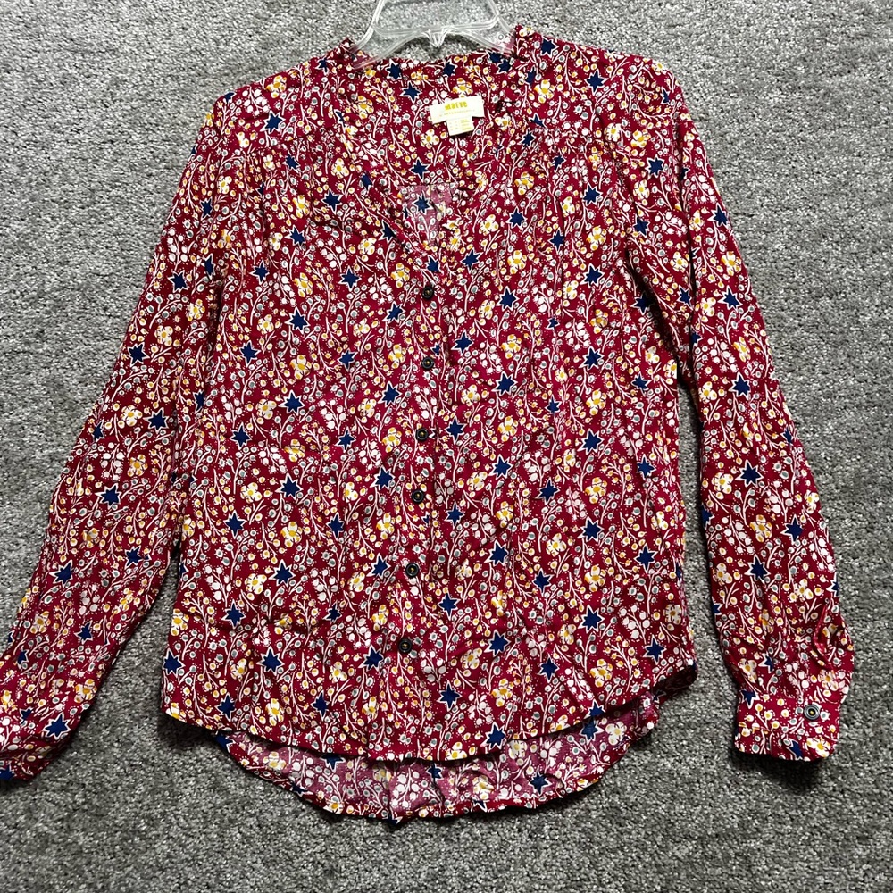 Mauve by Anthropology Button Front Floral Top Blouse Size 0